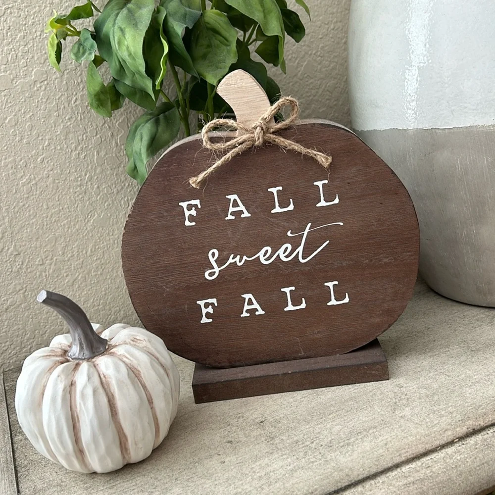 Rustic Farmhouse Fall Wood Pumpkin Tabletop Decor